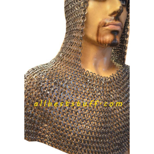 9 mm Round Riveted with Flat Washer Chain Mail Hood
