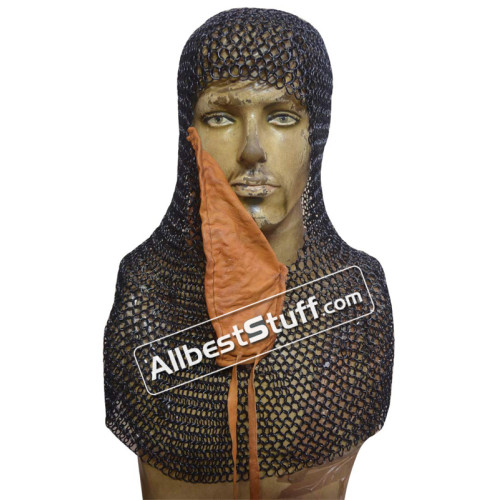 Chain Maille Hood Coif Butted Steel Rings with Side ventail Coif