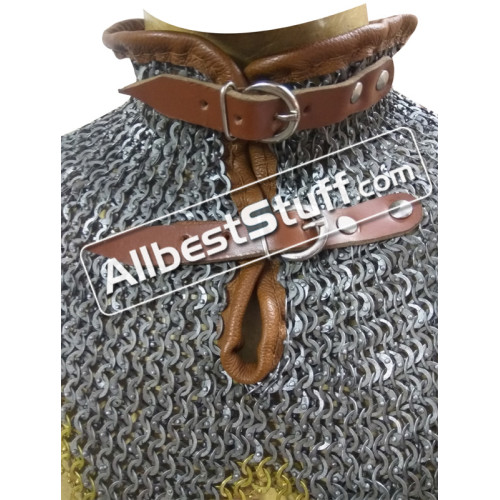 8 MM Full Flat Dome Riveted Maille Collar Steel