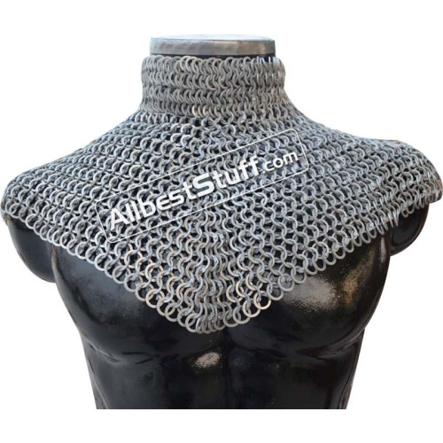 Aluminum 6 in 1 Ring Medieval Maille Collar High Neck