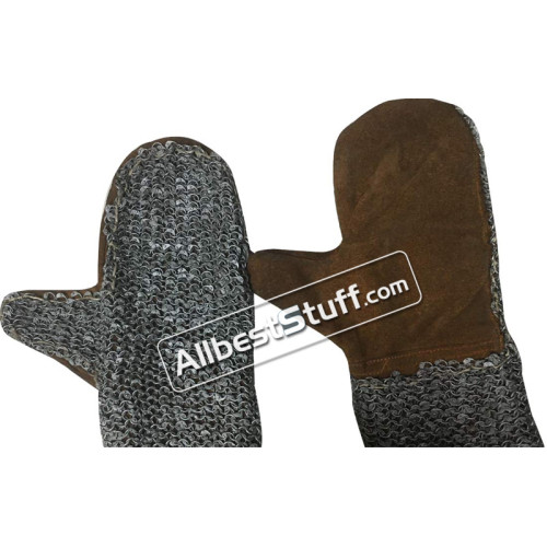 6 mm Round Riveted Leather Chain Mail Mittens