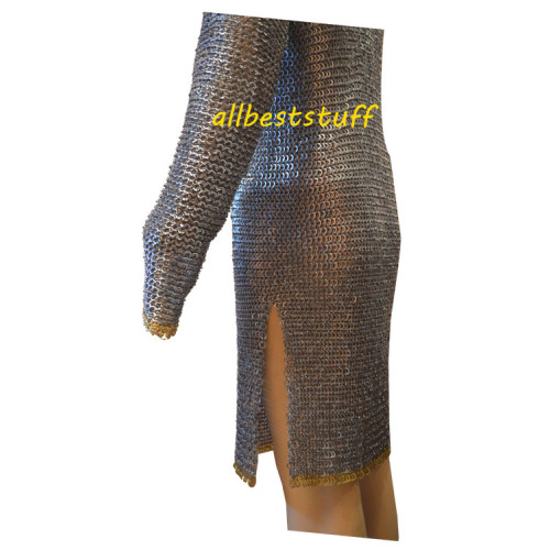 Chain Mail Shirt One Flat Riveted Ring with Alternate Solid Ring Pattern Zinc Coated Brass Rings