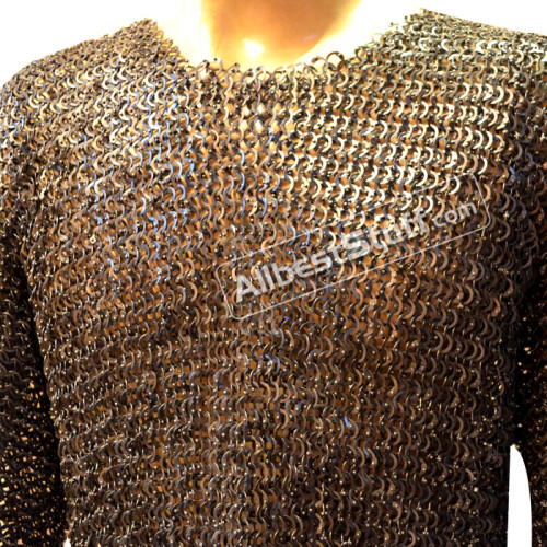Medieval Chain Mail Armour Flat Riveted Maille Chest 44
