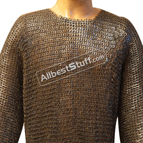 Medieval Chain Mail Armour Flat Riveted Maille Hauberk Chest 44