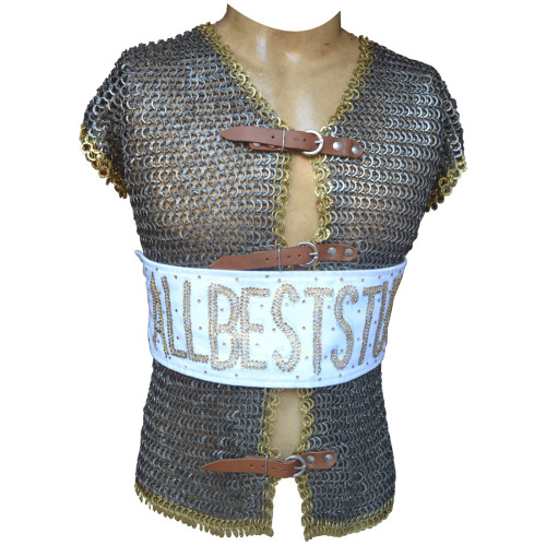 Chain Mail Riveted Jacket with Leather Fasteners