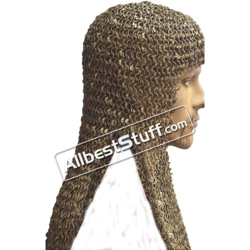 16 Gauge Round Riveted Solid Brass Maille Coif