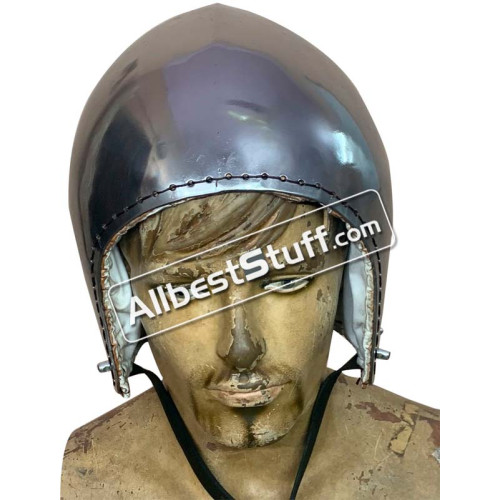 Medieval Bascinet Helmet Without Visor made from 14 Gauge Steel