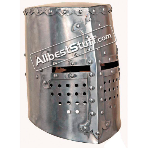 Medieval Crusader Templar Helmet Great Helm Made of 16 Gauge Steel
