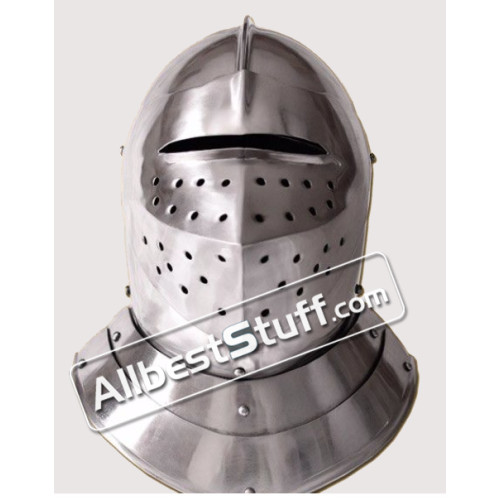 Medieval English Closed Helmet 16th Century made of 18 Gauge Steel