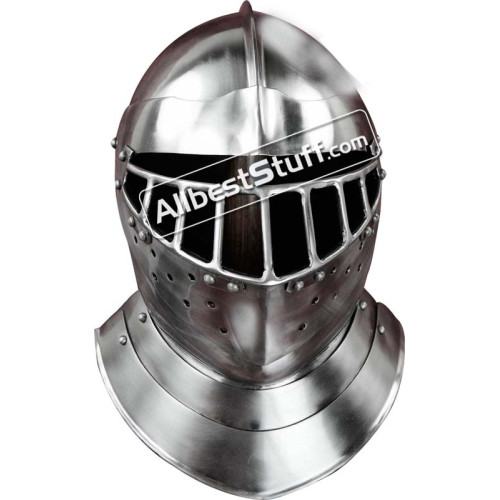 Medieval English Tourney Close Helmet 14 Gauge Steel