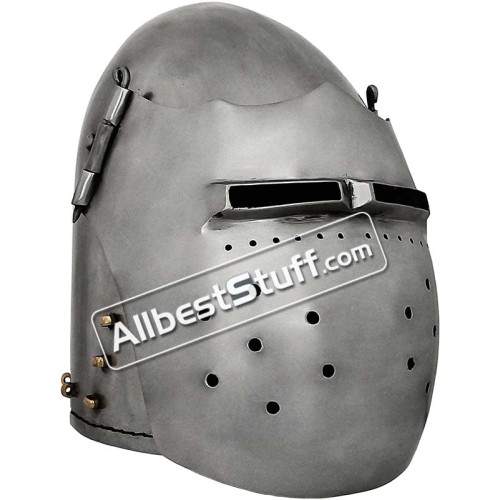Medieval Great Fighting Bascinet Helmet 14G Steel Helmet