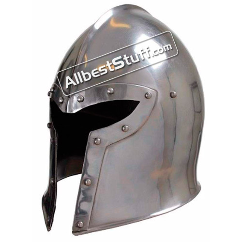 Medieval LARP Y Shaped Barbuta Helmet Made of 16 Gauge Steel